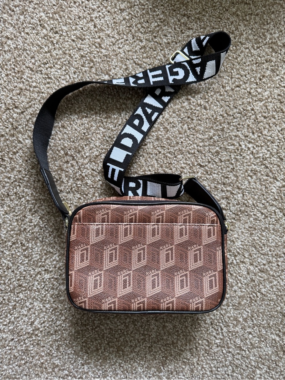 Karl Lagerfeld Brown Monogram Crossbody with Character Patches - Picture 2 of 5